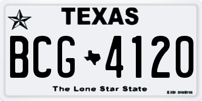 TX license plate BCG4120