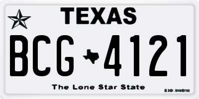 TX license plate BCG4121
