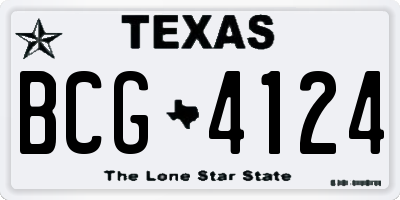 TX license plate BCG4124