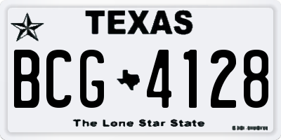 TX license plate BCG4128