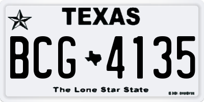 TX license plate BCG4135