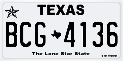 TX license plate BCG4136