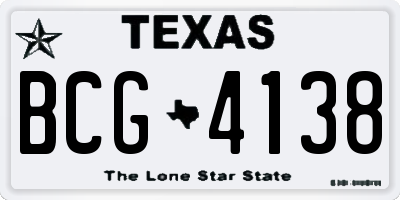 TX license plate BCG4138