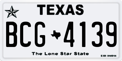 TX license plate BCG4139