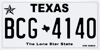 TX license plate BCG4140