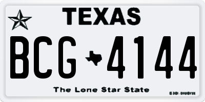 TX license plate BCG4144