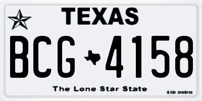 TX license plate BCG4158