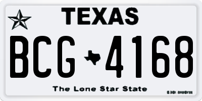 TX license plate BCG4168