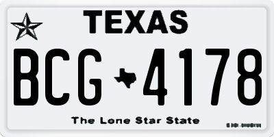 TX license plate BCG4178