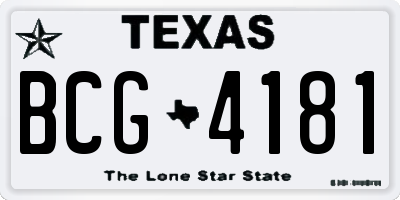 TX license plate BCG4181