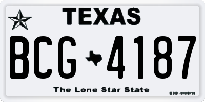 TX license plate BCG4187