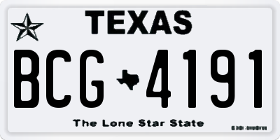 TX license plate BCG4191