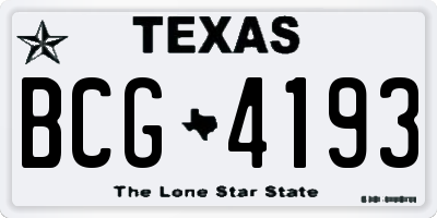 TX license plate BCG4193