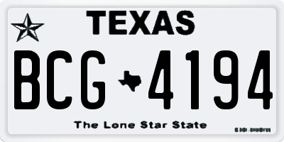 TX license plate BCG4194