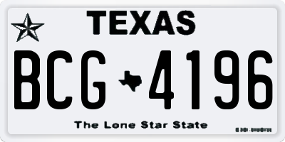 TX license plate BCG4196