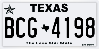TX license plate BCG4198