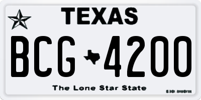 TX license plate BCG4200