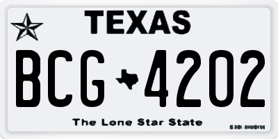 TX license plate BCG4202