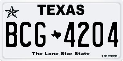 TX license plate BCG4204