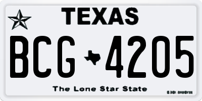 TX license plate BCG4205