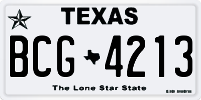 TX license plate BCG4213