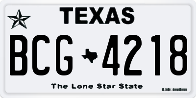 TX license plate BCG4218