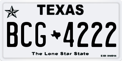 TX license plate BCG4222