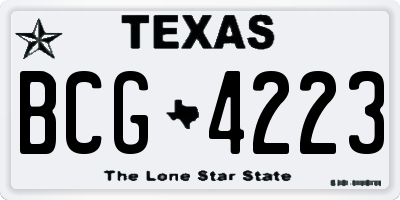 TX license plate BCG4223