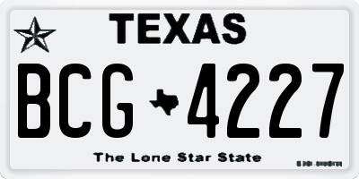 TX license plate BCG4227