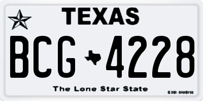 TX license plate BCG4228