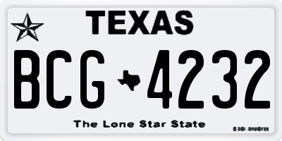 TX license plate BCG4232