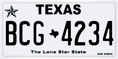TX license plate BCG4234