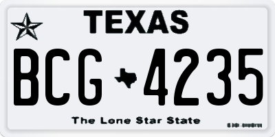 TX license plate BCG4235