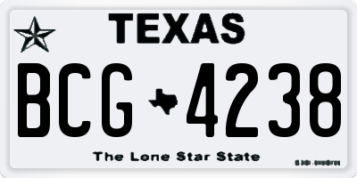 TX license plate BCG4238