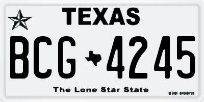 TX license plate BCG4245