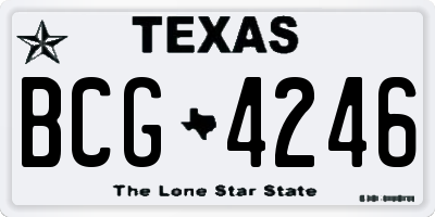 TX license plate BCG4246