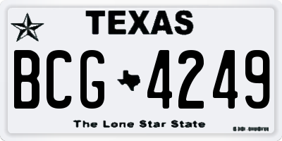 TX license plate BCG4249