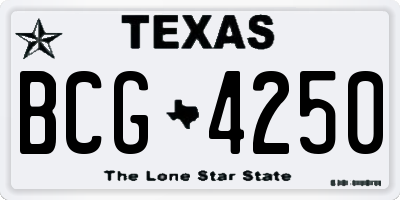 TX license plate BCG4250
