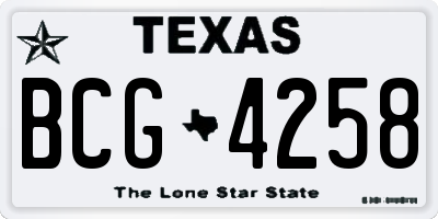 TX license plate BCG4258