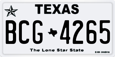 TX license plate BCG4265