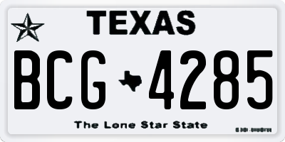 TX license plate BCG4285