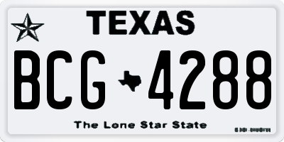 TX license plate BCG4288