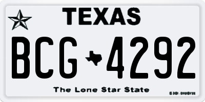 TX license plate BCG4292