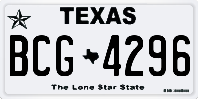 TX license plate BCG4296