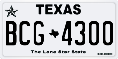 TX license plate BCG4300