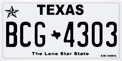 TX license plate BCG4303