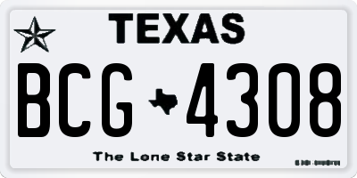 TX license plate BCG4308