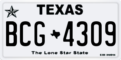 TX license plate BCG4309