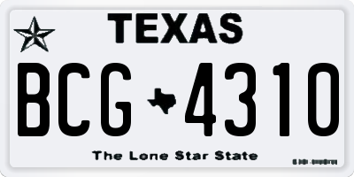 TX license plate BCG4310