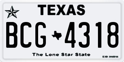TX license plate BCG4318